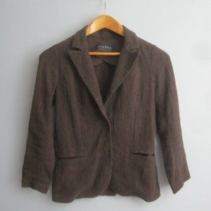 Vtg Asiatica Kansas City Womens S Brown 3/4 Sleeve Textured Blazer Jacket 32"